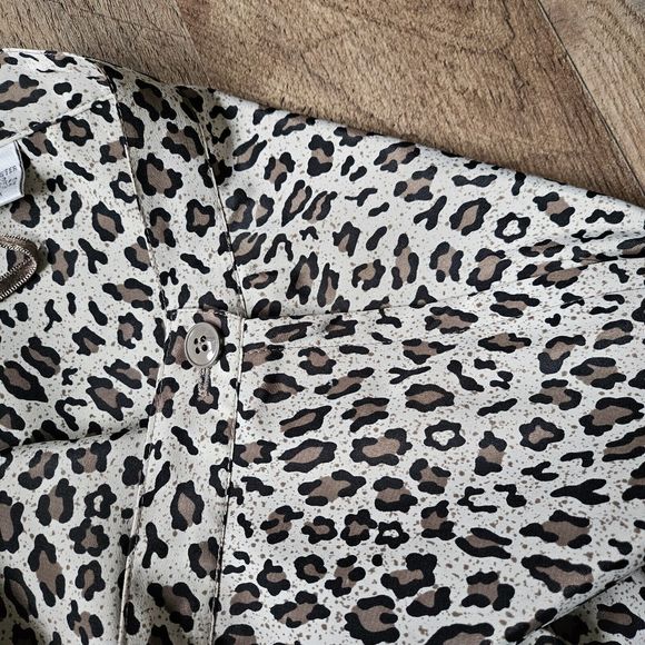 Vintage 80s/90s Cheetah Pattern Pleated A Line Midi Skirt Tan Black Women's Sz 4 - Picture 8 of 9